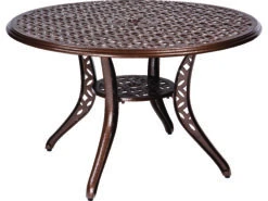 Woodard Casa Cast Aluminum 48'' Round Dining Table With Umbrella Hole 5 Woodard Casa Cast Aluminum 48'' Round Dining Table With Umbrella Hole -Patio Vibe Store WR3Y48BT1 zm
