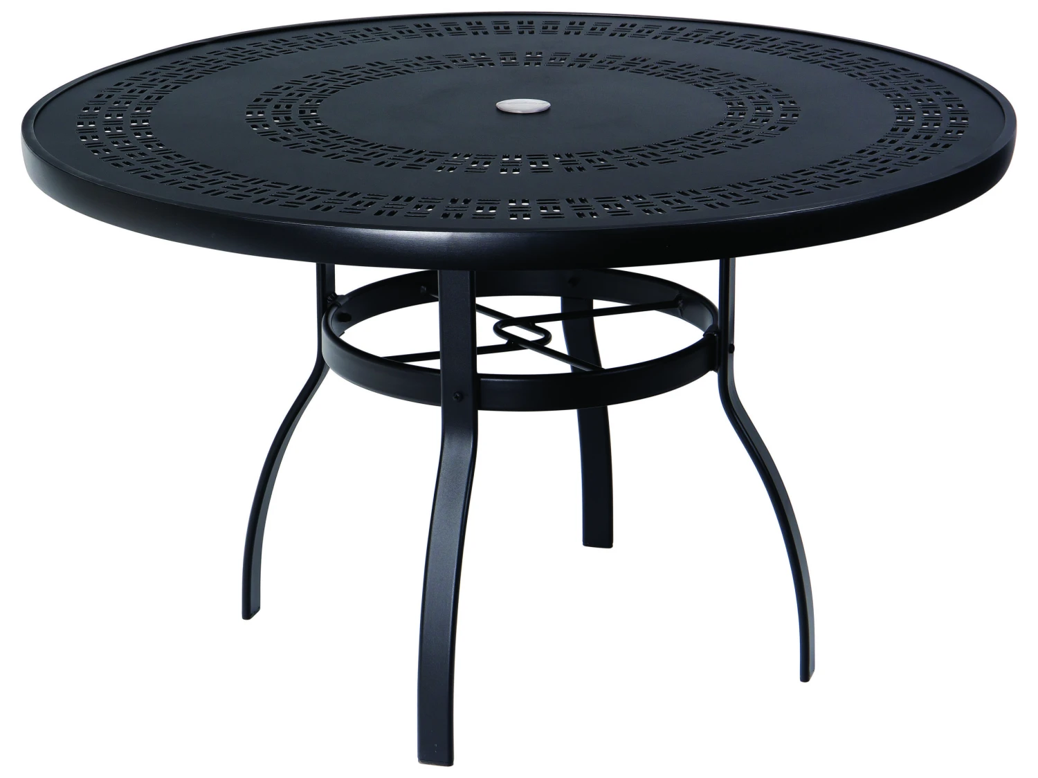 Woodard Aluminum Deluxe 48'' Round Trellis Top Dining Table With Umbrella Hole 4 Woodard Aluminum Deluxe 48'' Round Trellis Top Dining Table With Umbrella Hole - Image 4