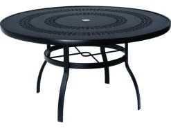 Woodard Aluminum Deluxe 54'' Round Trellis Top Table With Umbrella Hole -Patio Vibe Store WR820154A1 zm