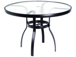 Woodard Aluminum Deluxe 42'' Round Acrylic Top Dining Table With Umbrella Hole