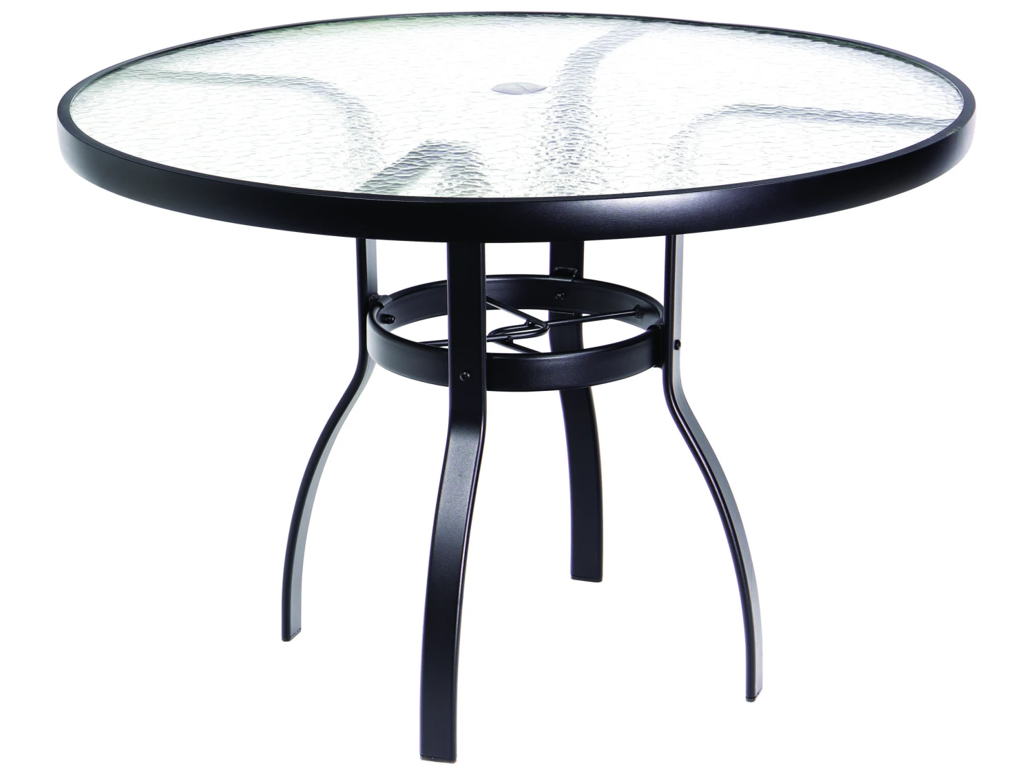 Woodard Aluminum Deluxe 42'' Round Acrylic Top Dining Table With Umbrella Hole 1 Woodard Aluminum Deluxe 42'' Round Acrylic Top Dining Table With Umbrella Hole