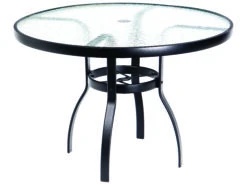Woodard Aluminum Deluxe 42'' Round Obscure Glass Top Table With Umbrella Hole
