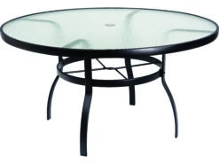 Woodard Aluminum Deluxe 54'' Round Obscure Glass Top Table With Umbrella Hole