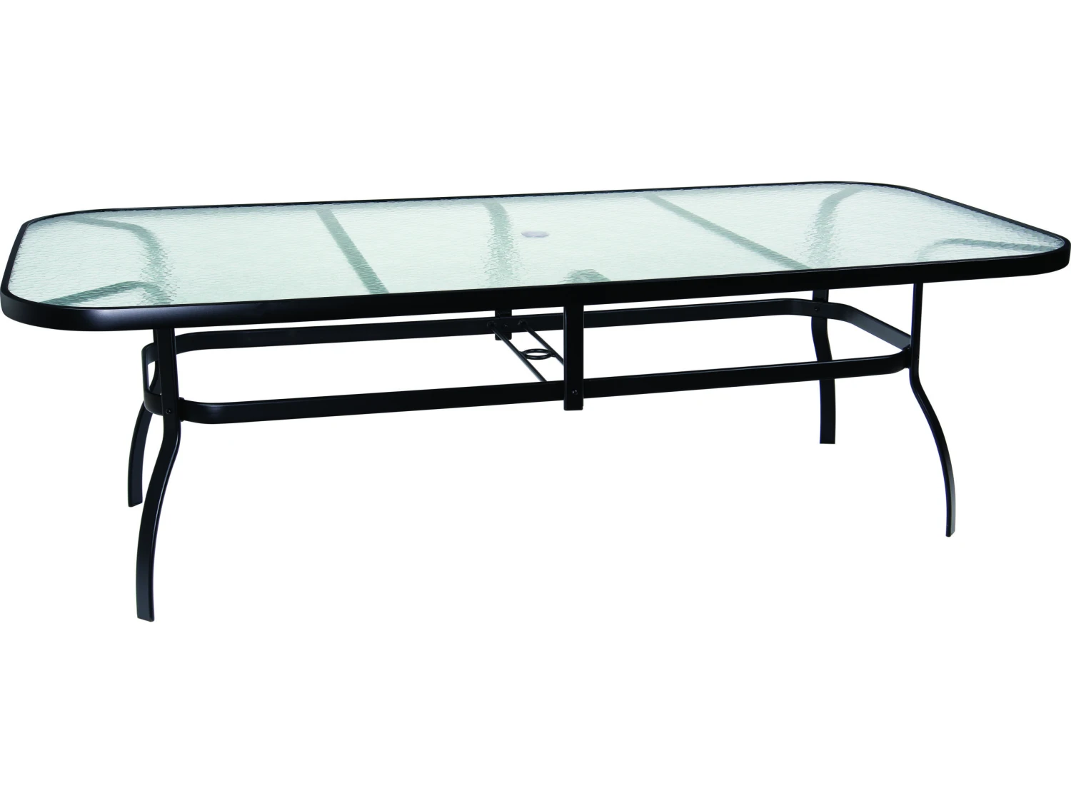 Woodard Aluminum Deluxe 90''W X 44''D Rectangular Obscure Glass Top Table With Umbrella Hole 2 Woodard Aluminum Deluxe 90''W X 44''D Rectangular Obscure Glass Top Table With Umbrella Hole - Image 2