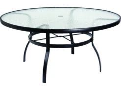 Woodard Aluminum Deluxe 60'' Round Obscure Glass Top Table With Umbrella Hole -Patio Vibe Store WR826360W1 zm