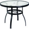 Woodard Aluminum Deluxe 36'' Round Obscure Glass Top Table With Umbrella Hole