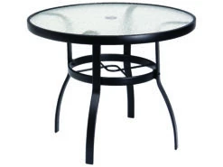 Woodard Aluminum Deluxe 36'' Round Obscure Glass Top Table With Umbrella Hole