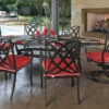 Woodard Apollo Cast Aluminum 84''W X 48''D Oval Dining Table With Umbrella Hole