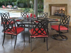 Woodard Apollo Cast Aluminum 84''W X 48''D Oval Dining Table With Umbrella Hole