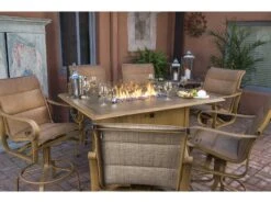 Woodard Solid Cast Fire Tables 60'' Aluminum Rectangular Pit Table