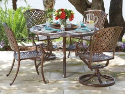 Woodard Casa Cast Aluminum 48'' Round Dining Table With Umbrella Hole