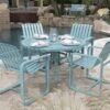 Woodard Aluminum Deluxe 48'' Round Trellis Top Dining Table With Umbrella Hole