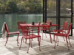 Woodard Wrought Iron Mesh 53'' Hexagon Dining Table With Umbrella Hole