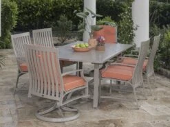 Woodard Seal Cove Aluminum 78''W X 42''D Rectangular Dining Table With Umbrella Hole