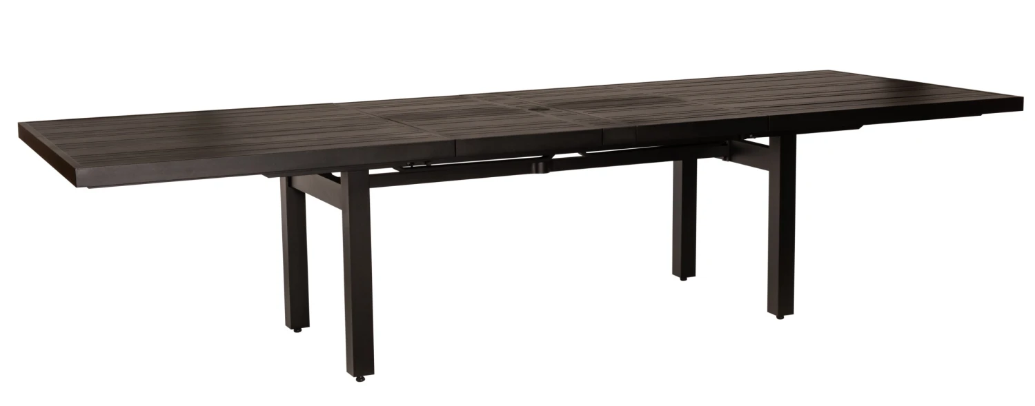 Woodard Tri-slat Aluminum 84-120''W X 42''D Rectangular Extension Dining Table With Umbrella Hole 2 Woodard Tri-slat Aluminum 84-120''W X 42''D Rectangular Extension Dining Table With Umbrella Hole - Image 2