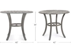 Winston Quick Ship Merge Weathered Teak Aluminum 42'' Round Counter Table -Patio Vibe Store WSHQ3042BWTK6 zm