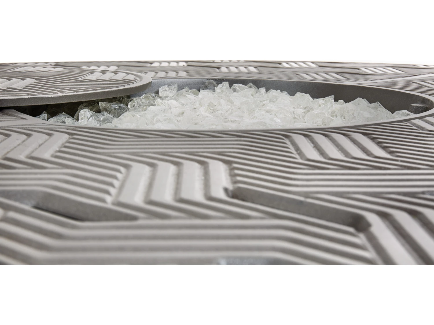 Winston Quick Ship Merge Weathered Teak Aluminum 49'' Round Fire Table 10 Winston Quick Ship Merge Weathered Teak Aluminum 49'' Round Fire Table - Image 10