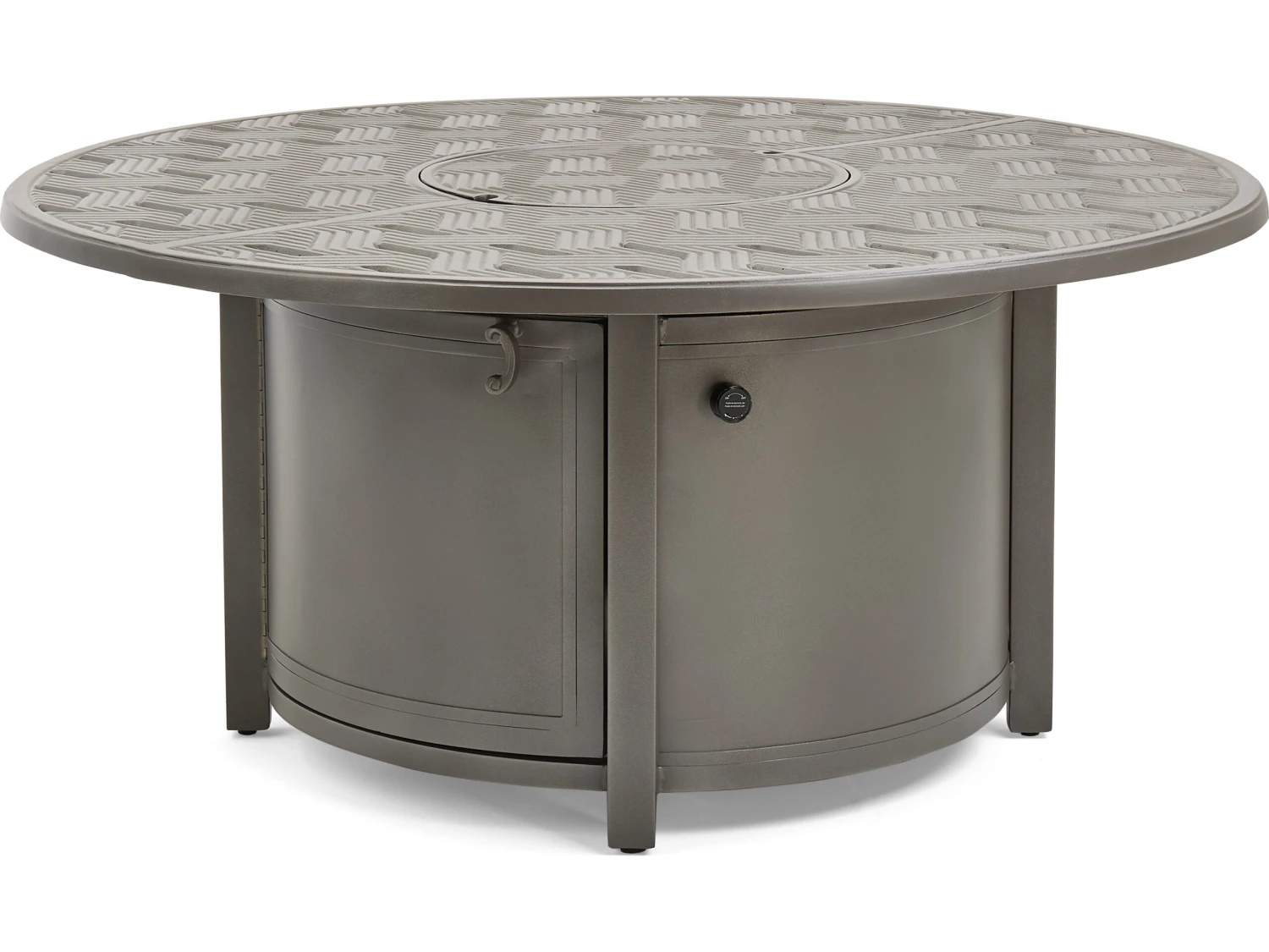 Winston Quick Ship Merge Weathered Teak Aluminum 49'' Round Fire Table 1 Winston Quick Ship Merge Weathered Teak Aluminum 49'' Round Fire Table