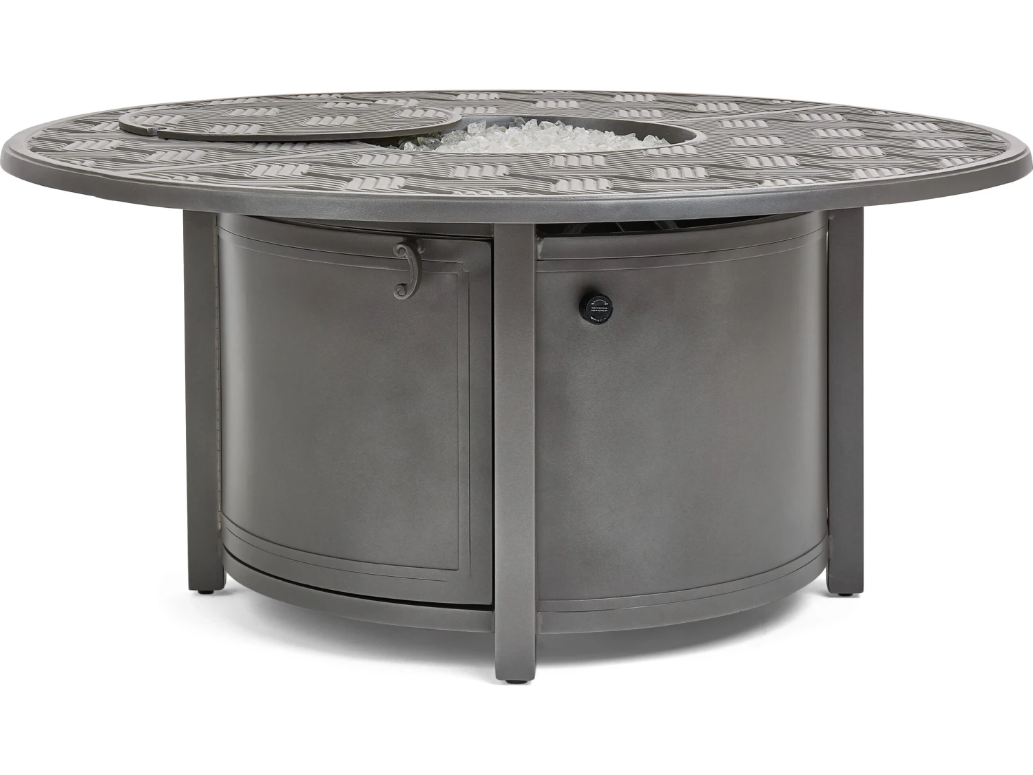 Winston Quick Ship Merge Weathered Teak Aluminum 49'' Round Fire Table 2 Winston Quick Ship Merge Weathered Teak Aluminum 49'' Round Fire Table - Image 2