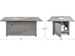 Winston Quick Ship Merge Weathered Teak Aluminum 52''W X 36''D Rectangular Fire Table -Patio Vibe Store WSHQ3052FTWTK14 zm