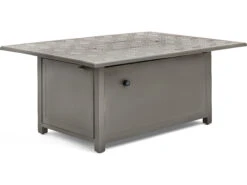 Winston Quick Ship Merge Weathered Teak Aluminum 52''W X 36''D Rectangular Fire Table