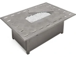 Winston Quick Ship Merge Weathered Teak Aluminum 52''W X 36''D Rectangular Fire Table -Patio Vibe Store WSHQ3052FTWTK4 zm