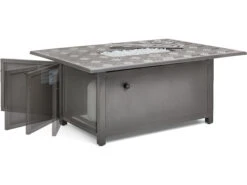 Winston Quick Ship Merge Weathered Teak Aluminum 52''W X 36''D Rectangular Fire Table -Patio Vibe Store WSHQ3052FTWTK6 zm