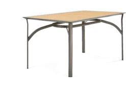 Winston Quick Ship Harper Weathered Teak Aluminum 63''W X 34''D Rectangular Counter Table With Umbrella Hole -Patio Vibe Store WSHQ64063BST12 zm