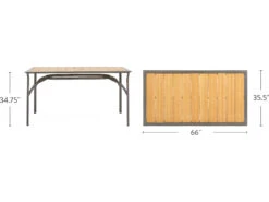 Winston Quick Ship Harper Weathered Teak Aluminum 63''W X 34''D Rectangular Counter Table With Umbrella Hole -Patio Vibe Store WSHQ64063BST17 zm