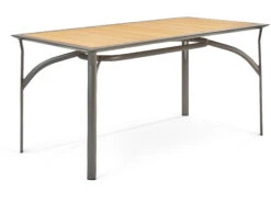 Winston Quick Ship Harper Weathered Teak Aluminum 63''W X 34''D Rectangular Counter Table With Umbrella Hole