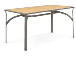 Winston Quick Ship Harper Weathered Teak Aluminum 63''W X 34''D Rectangular Counter Table With Umbrella Hole -Patio Vibe Store WSHQ64063BST3 zm