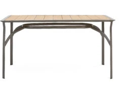 Winston Quick Ship Harper Weathered Teak Aluminum 63''W X 34''D Rectangular Counter Table With Umbrella Hole -Patio Vibe Store WSHQ64063BST4 zm
