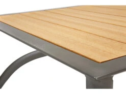 Winston Quick Ship Harper Weathered Teak Aluminum 63''W X 34''D Rectangular Counter Table With Umbrella Hole -Patio Vibe Store WSHQ64063BST8 zm