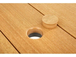 Winston Quick Ship Harper Weathered Teak Aluminum 63''W X 34''D Rectangular Counter Table With Umbrella Hole -Patio Vibe Store WSHQ64063BST9 zm