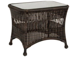 Woodard Whitecraft Sommerwind Wicker 27''W X 22''D Rectangular Glass Top End Table -Patio Vibe Store WTS5962011 zm