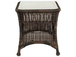 Woodard Whitecraft Sommerwind Wicker 27''W X 22''D Rectangular Glass Top End Table -Patio Vibe Store WTS5962012 zm