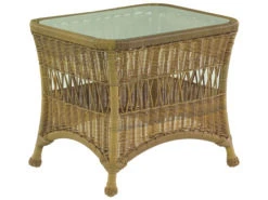 Woodard Whitecraft Sommerwind Wicker 27''W X 22''D Rectangular Glass Top End Table -Patio Vibe Store WTS5962014 zm