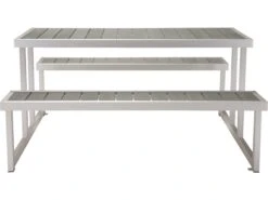 Zuo Outdoor Cuomo Aluminum Faux Wood 62.60 X 59 Rectangular Picnic Table -Patio Vibe Store ZD7037844 zm